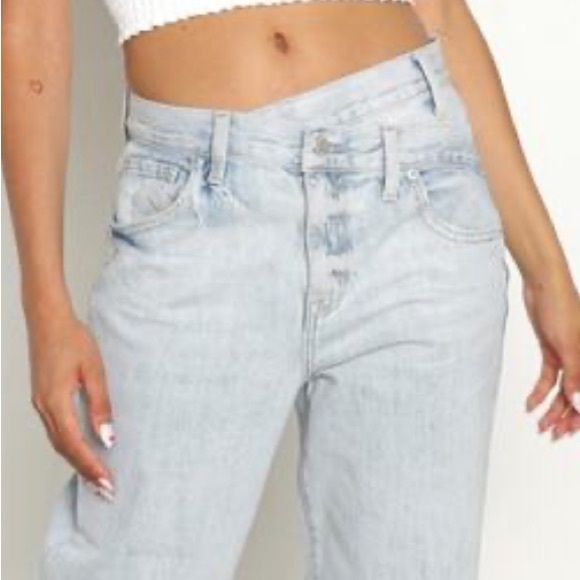 Pistola Bobbie Crossover Jean Size 25 Hi Rise Straight Distressed Rennie Blue - Picture 3 of 15